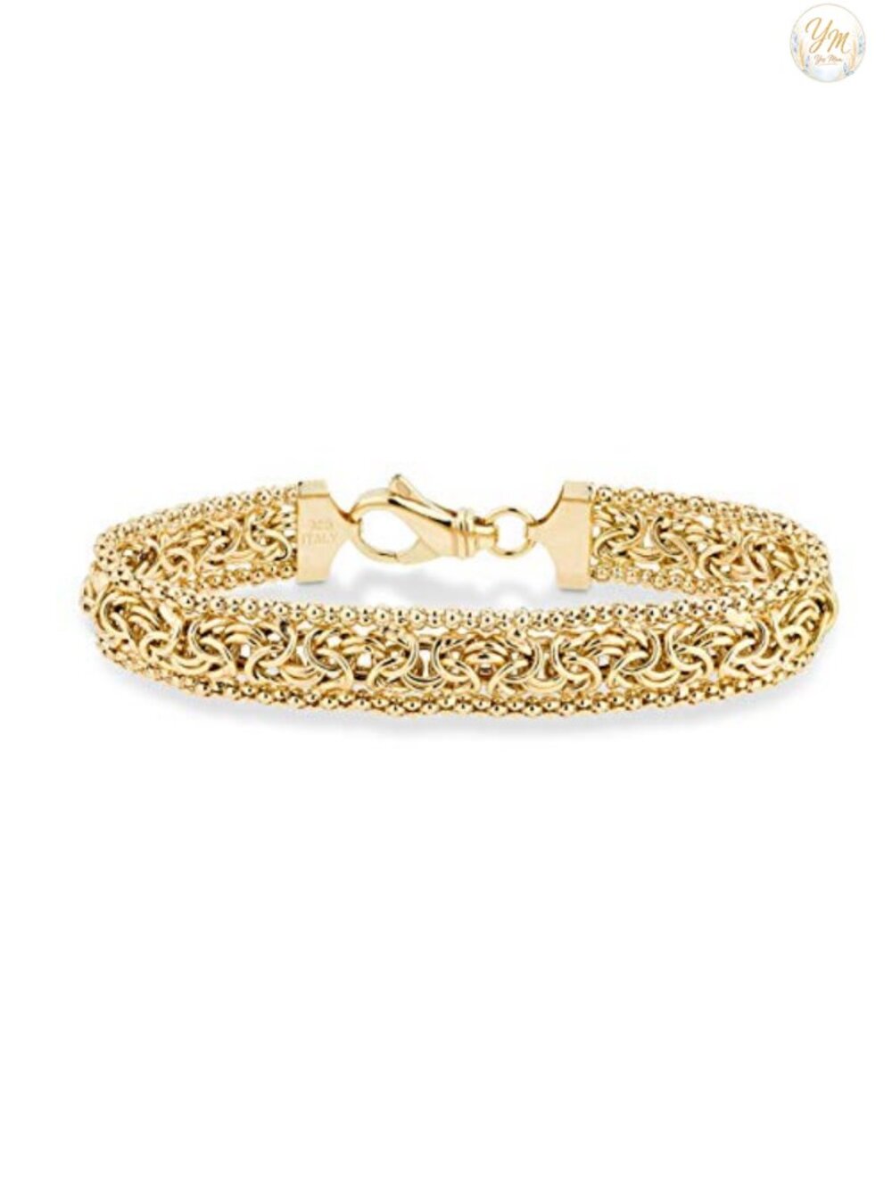 18K Gold Plated 925 Sterling Silver Byzantine Chain Bracelet